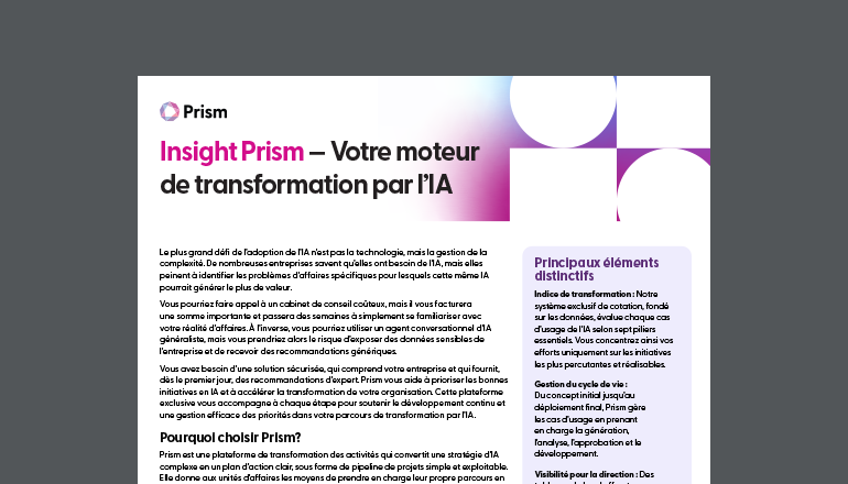 Article Insight Prism : Votre moteur de transformation en matière d’IA Image