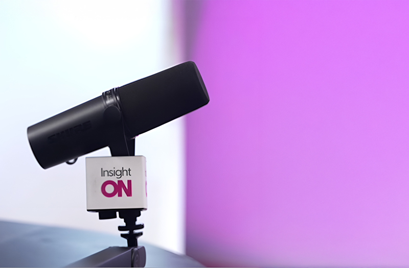 Insight ON podcast Close up of podcast microphone