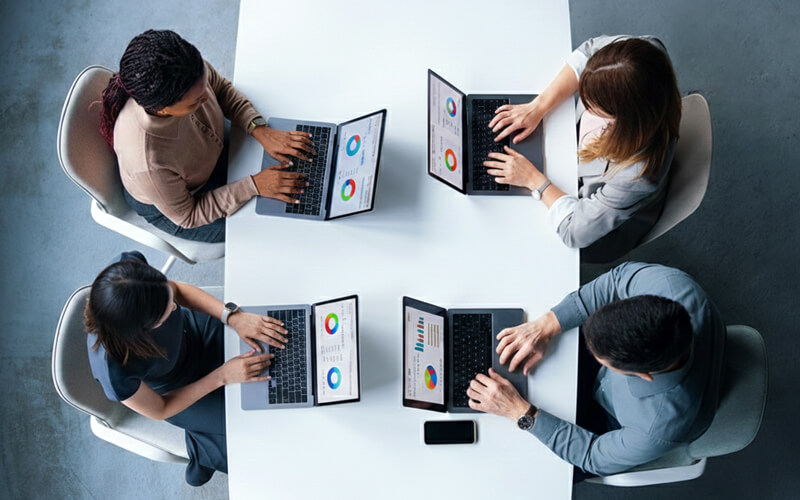 Professional team uses various high-performance laptops available for purchase on the Insight website.