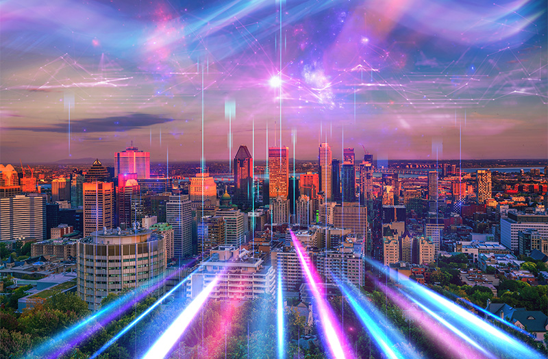 Buildings with technology overlay