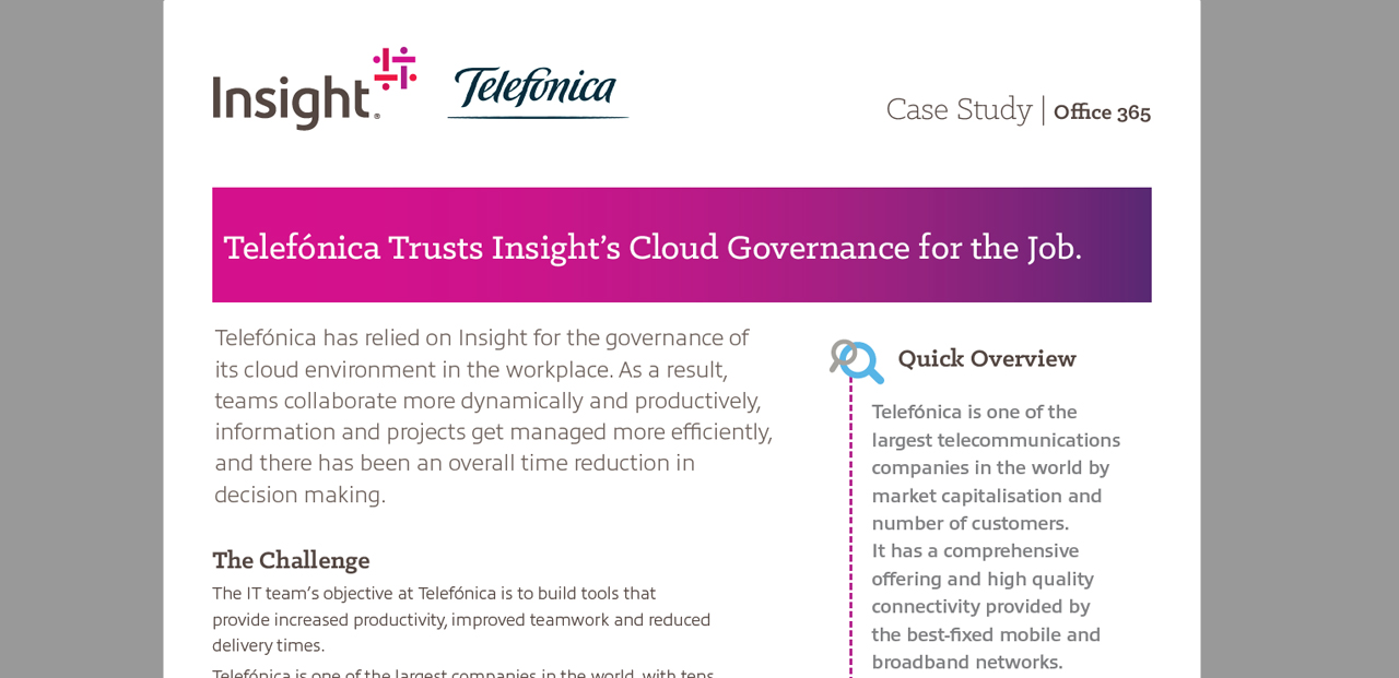 Article Telefónica Chooses Insight for Governance Over Their Cloud Environment Image