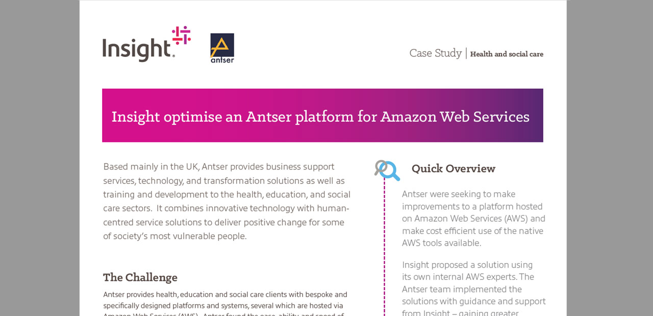 Article Insight optimise an Antser platform for Amazon Web Services Image