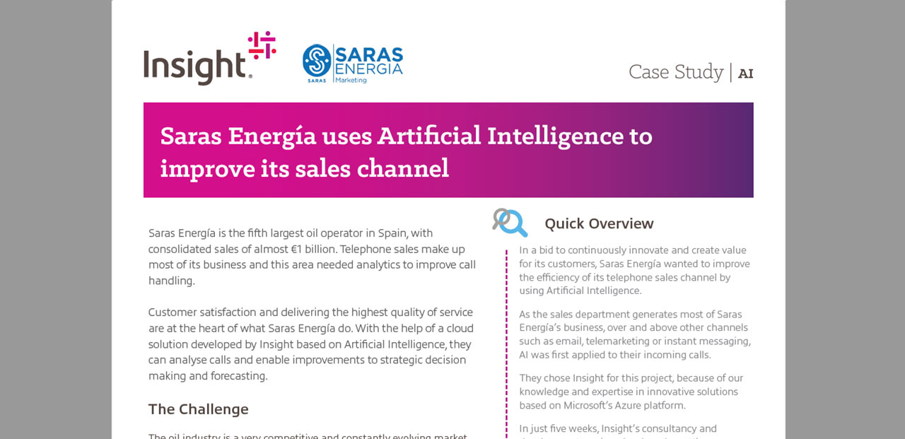 Article Saras Energía uses Artificial Intelligence to improve its sales channel Image
