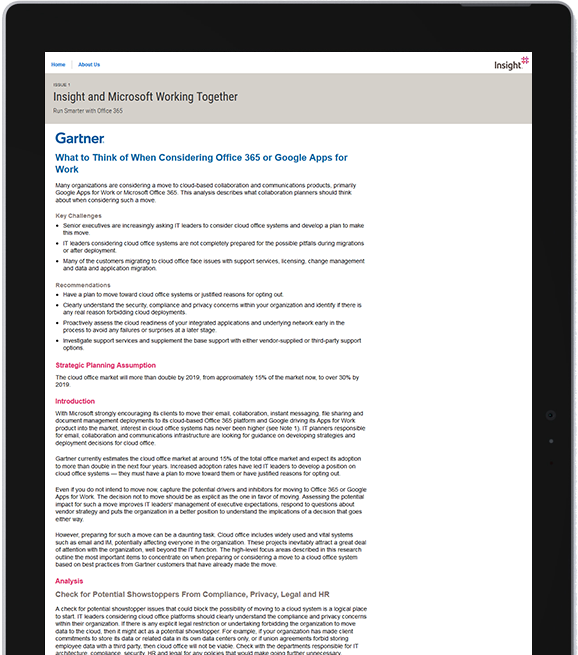 What to think of when considering Office 365 or Google Apps for work Whitepaper