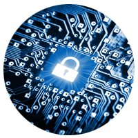 Graphic of a lock on a circuit board