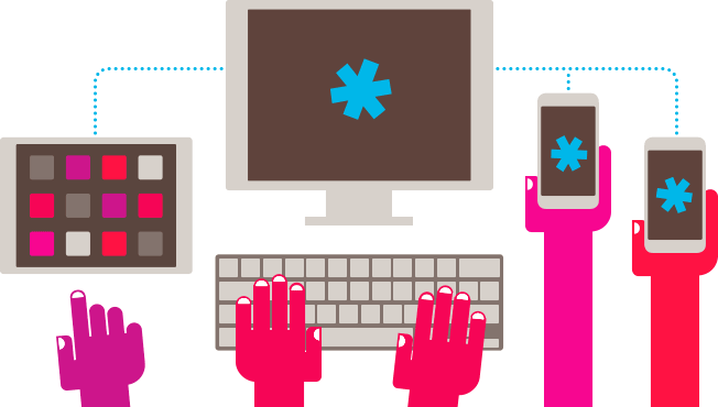 Animation that shows users interacting with devices
