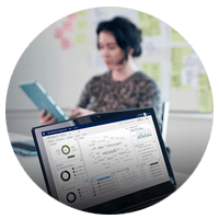 Microsoft Dynamics 365 laptop meeting room