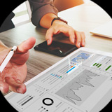 Customer relationship management Close up of CRM platform displayed on tablet device