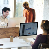 Project portfolio management Team working in open concept office