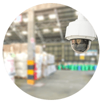 Surveillance camera in warehouse.