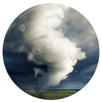Storm with a tornado touching down.
