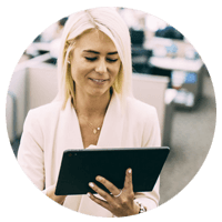 Business woman working with the cloud system on tablet computer.