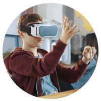Student using VR technology