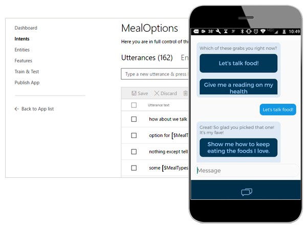 Illustrated example of the BlueMetal healthcare chat app.