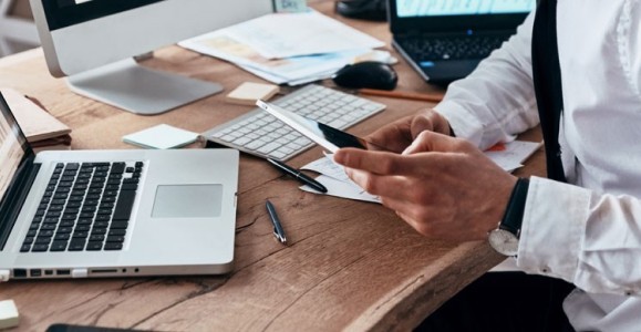 Financial expert looking of company data