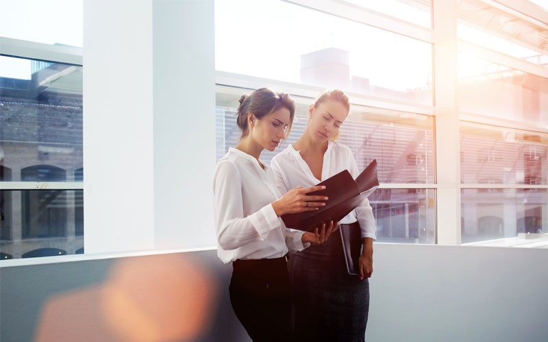 Dell virtustream enterprise cloud solution Two woman collaborating in office