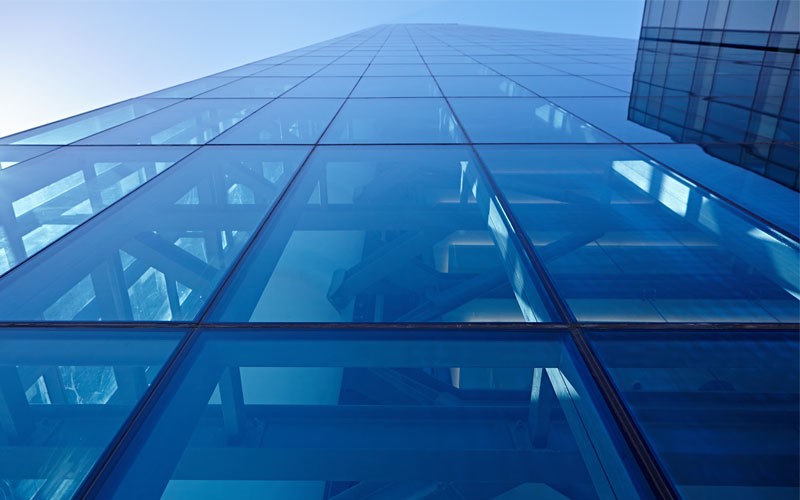 Native hybrid cloud solution Glass skyscraper