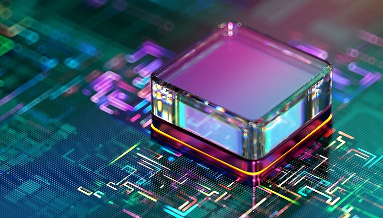AI chip on computing panel.