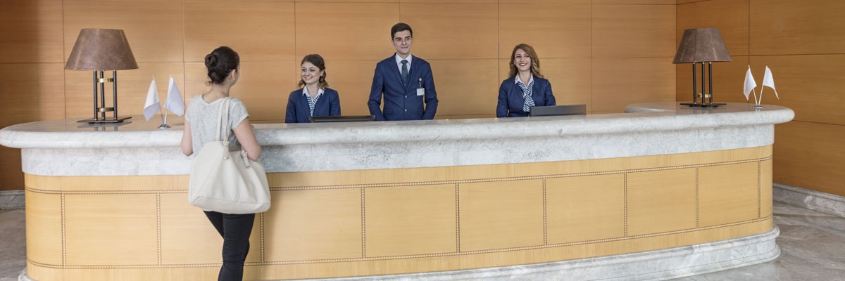 A hotel service desk