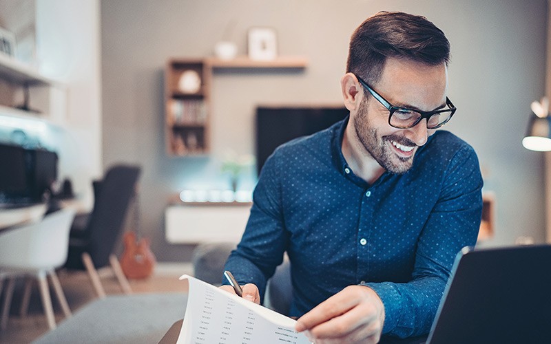 Businessman working from home