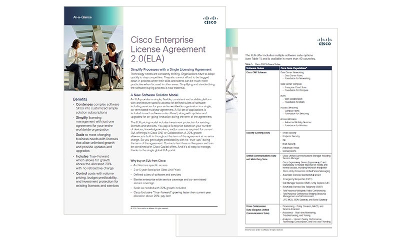 Cisco ELA 2.0 datasheet cover page.