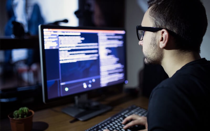 Man working on laptop