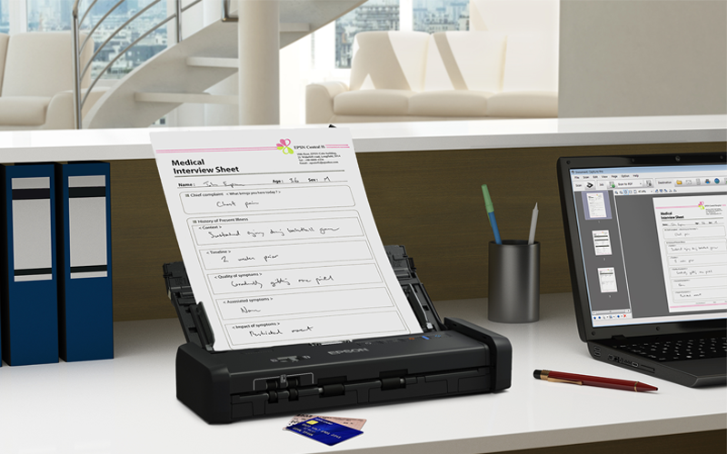 Epson scanner on desk 