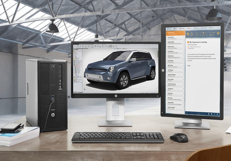 EliteDesk800 G2 Tower, Conferencing keyboard and mouse, Tri-Mode Wireless Charging Pad, EliteDisplay E240q