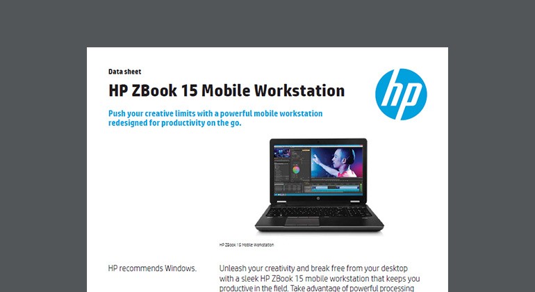 HP ZBook 15 Mobile Workstation HP ZBook 15 Mobile Workstation whitepaper first page