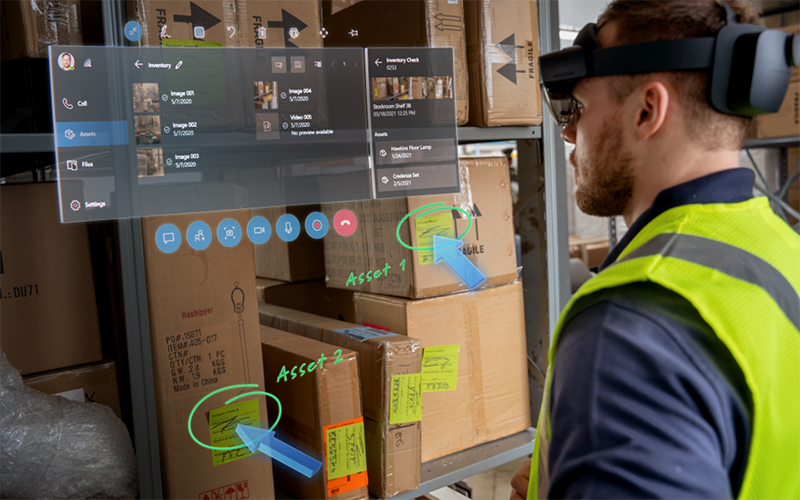 Engineers using Microsoft Hololens headset