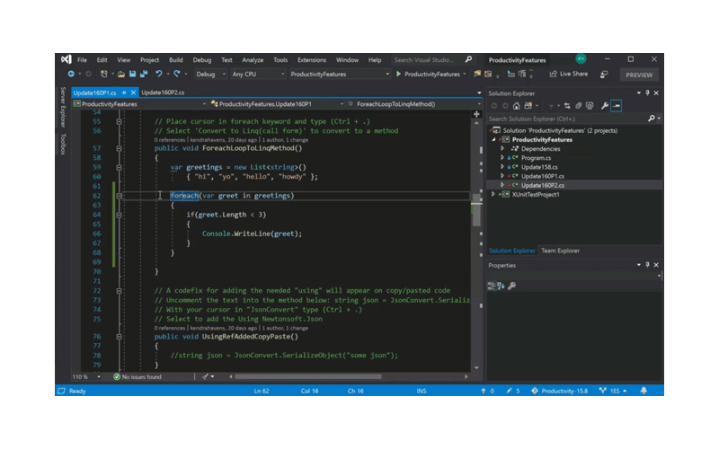 Visual Studio IDE code screenshot