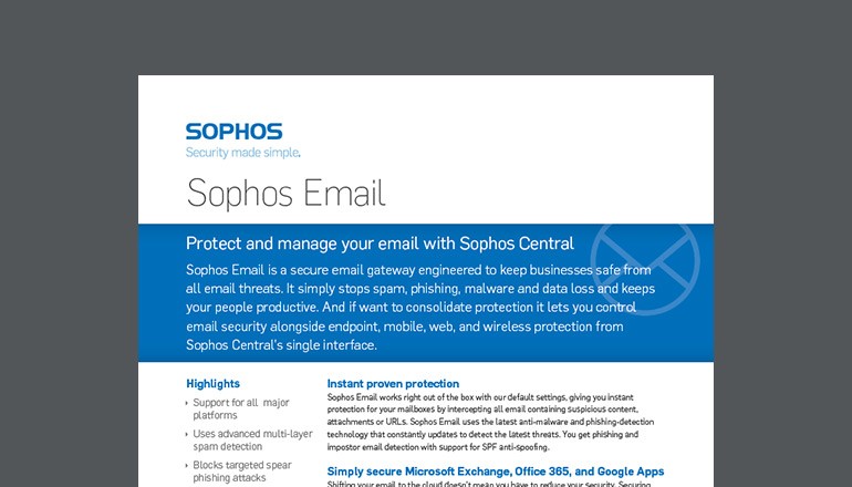 Sophos Email Gateway datasheet cover page