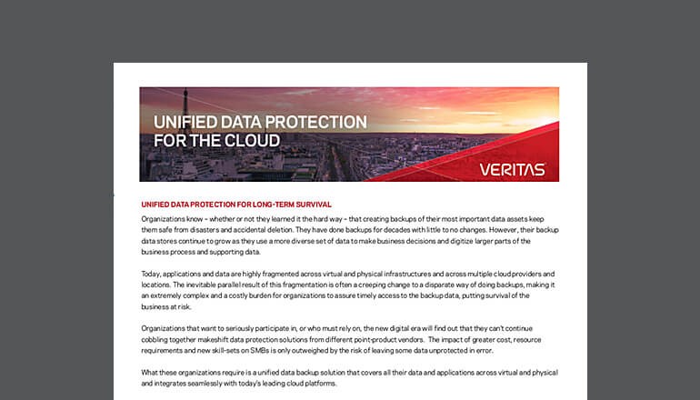 Unified Data Protection for the Cloud Unified Data Protection for the Cloud Datasheet Cover