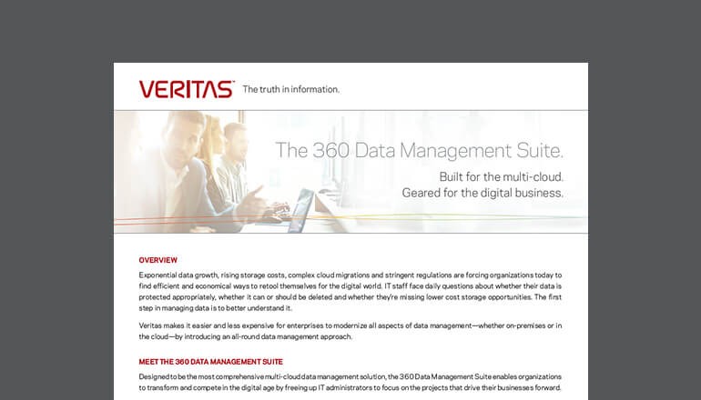 The 360 Data Management Suite Built for the Cloud cover 