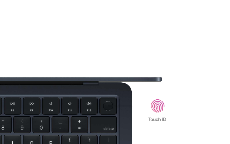 Close up of Touch ID being displayed on laptop keyboard