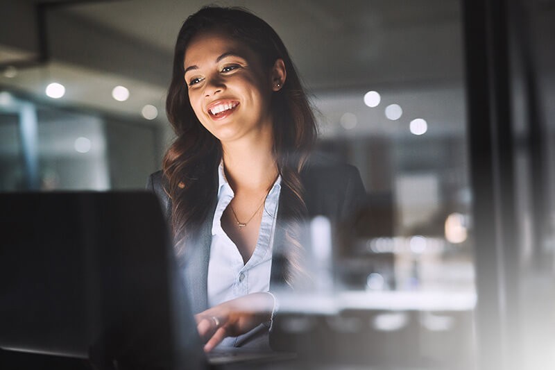 Woman working on desktop