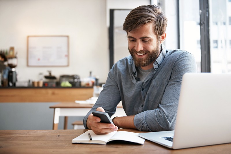 Businessman working on laptop computer