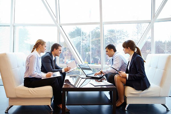 Working in office