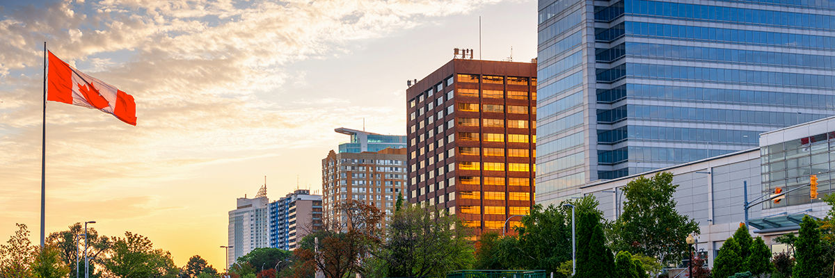 canada flag buildings