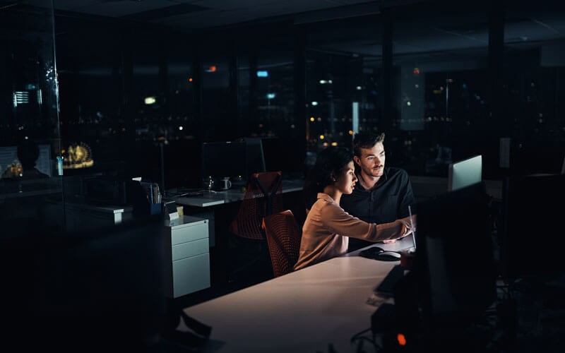 People working at night