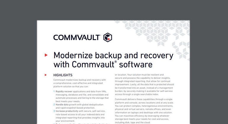 Preview of Modernize Backup and Recovery With Commvault Software datasheet