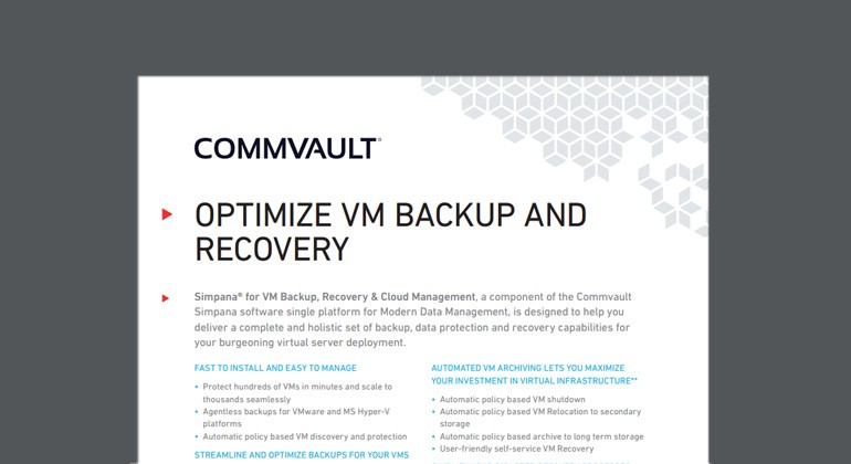 Preview of Optimize VM Backup and Recovery datasheet