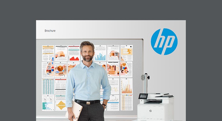 Cover of HP LaserJet printers and MFPs brochure