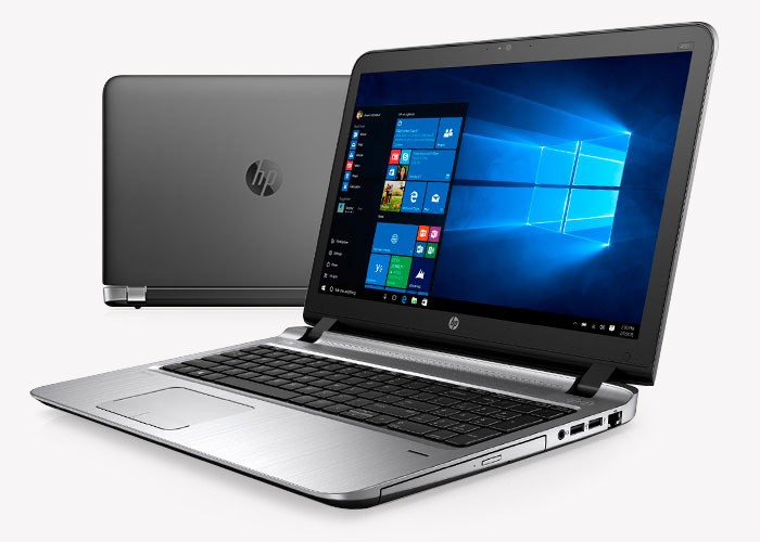 Sleek and tough design Side and back view of HP ProBook 450 using Windows 10