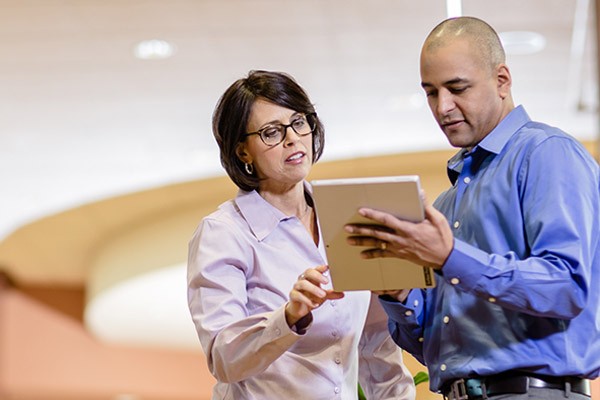 IT admin testing tablet computer