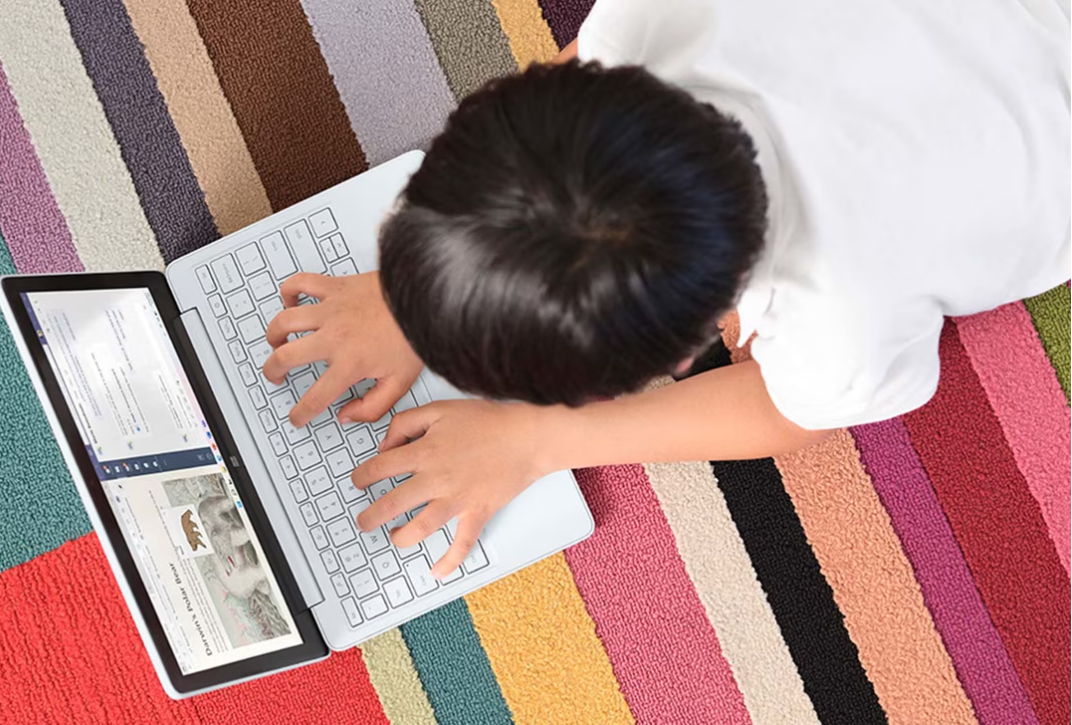 kid using laptop