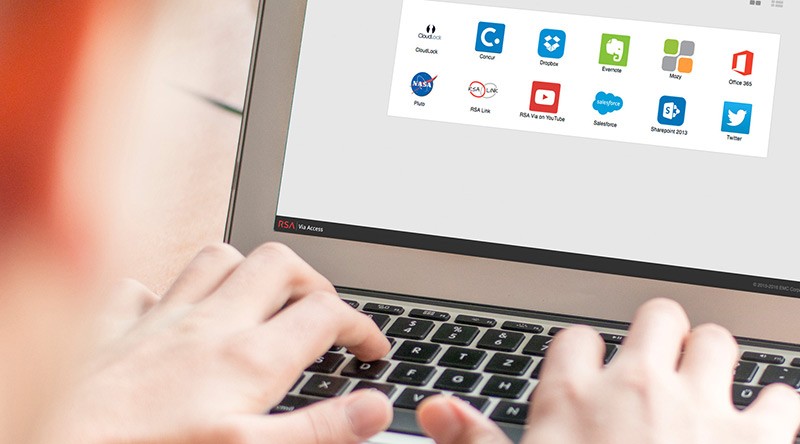 Business professional using single sign on of RSA Via Access to Microsoft Office 365