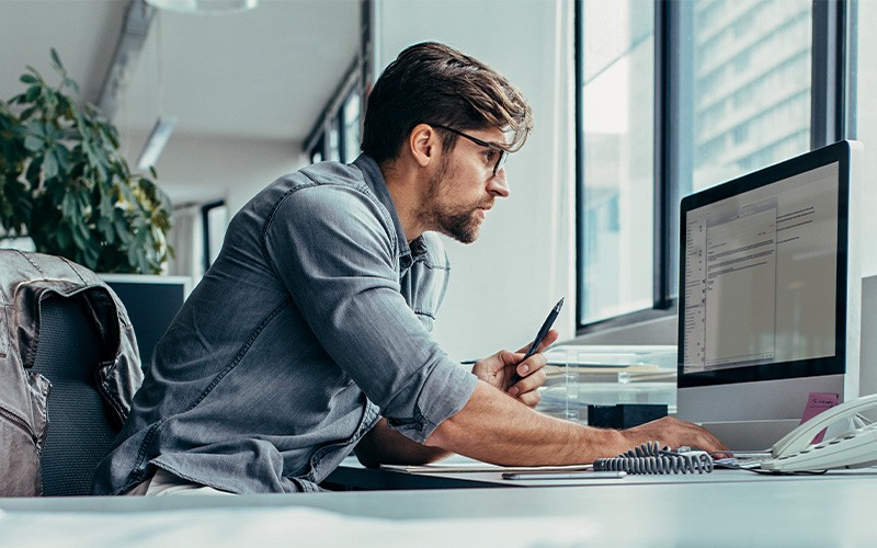 man using laptop