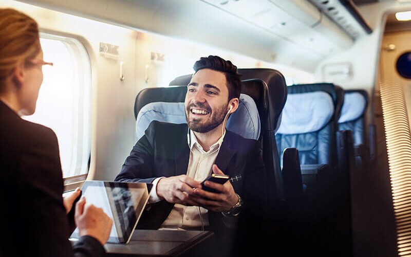 Define, architect and implement data center solutions Business professionals have discussion on train